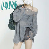 Lunivop Summer Thin Hollow Out Sweater Women Y2K Streetwear Hole Knitted Pullover Woman Fashion
