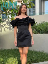Lunivop Summer White Ruffle Bodycon Party Dress Elegant Off The Shoulder Wedding Guest Mini