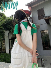 Lunivop Summer White Wear New Ins Niche Loose High Waist Topline Denim Overalls For Women Jumpsuit