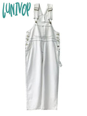 Lunivop Summer White Wear New Ins Niche Loose High Waist Topline Denim Overalls For Women Jumpsuit
