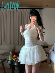 Lunivop Summer Woman Sweet Y2K Mini Dress Hot Girls New Sexy Backless Beach Holiday Party One Piece