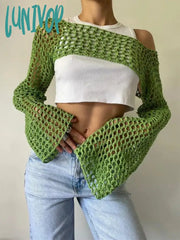 Lunivop Summer Y2K Crochet Knit Hollow Out Tops Vintage Mesh Top Grunge Clothes 2000S Aesthetic