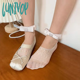 Lunivop Sweet Bow Tie Boat Socks Ballet Lolita Jk Lace Sock Japanese Y2K Summer Thin Breathable