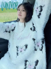 Lunivop Sweet Butterfly Grunge Y2K Aesthetic Sweaters Oversized Knitted Casual All Match Jumpers