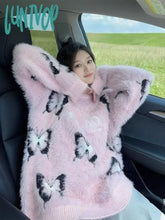 Lunivop Sweet Butterfly Grunge Y2K Aesthetic Sweaters Oversized Knitted Casual All Match Jumpers