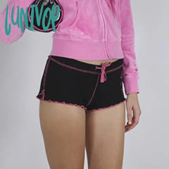 Lunivop Sweet Korean Stitched Low Waisted Summer Shorts For Women Coquett Clothes Bow Ruched Skinny