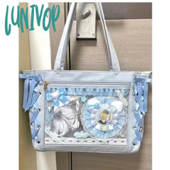 Lunivop Sweet Lolita Pink Ita Bag Women Japanese Transparent Large Capacity Tote Ladies Harajuku
