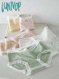 Lunivop Sweet Panties Comfortable Jacquard Cotton Sexy Lace Hem Seamless Mid-Rise Briefs Female