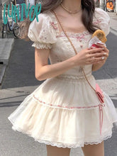 Lunivop Sweet Pure Color French Vintage 2 Piece Dress Set Female Y2K Crop Tops + Casual Mini Skrits