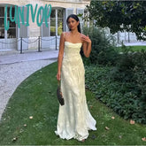 Lunivop Sweet Straight Evening Dress Spaghetti Strap Formal Women Strapless Prom Party Gowns