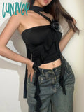 Lunivop Sweet Trendy Fashion Women Tank Top Korean Off Shoulder Ruffles Slash Neck Tanks All Match