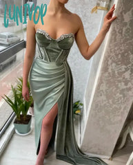 Lunivop Sweetheart Beads Prom Dresses Arabic Evening Dress With Train 2024 Women Long Split Party