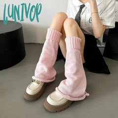 Lunivop Thickened Knitted Leg Warmers Japanese Jk Winter Boot Cuffs Long Warmer Lolita Socks