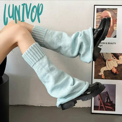 Lunivop Thickened Knitted Leg Warmers Japanese Jk Winter Boot Cuffs Long Warmer Lolita Socks