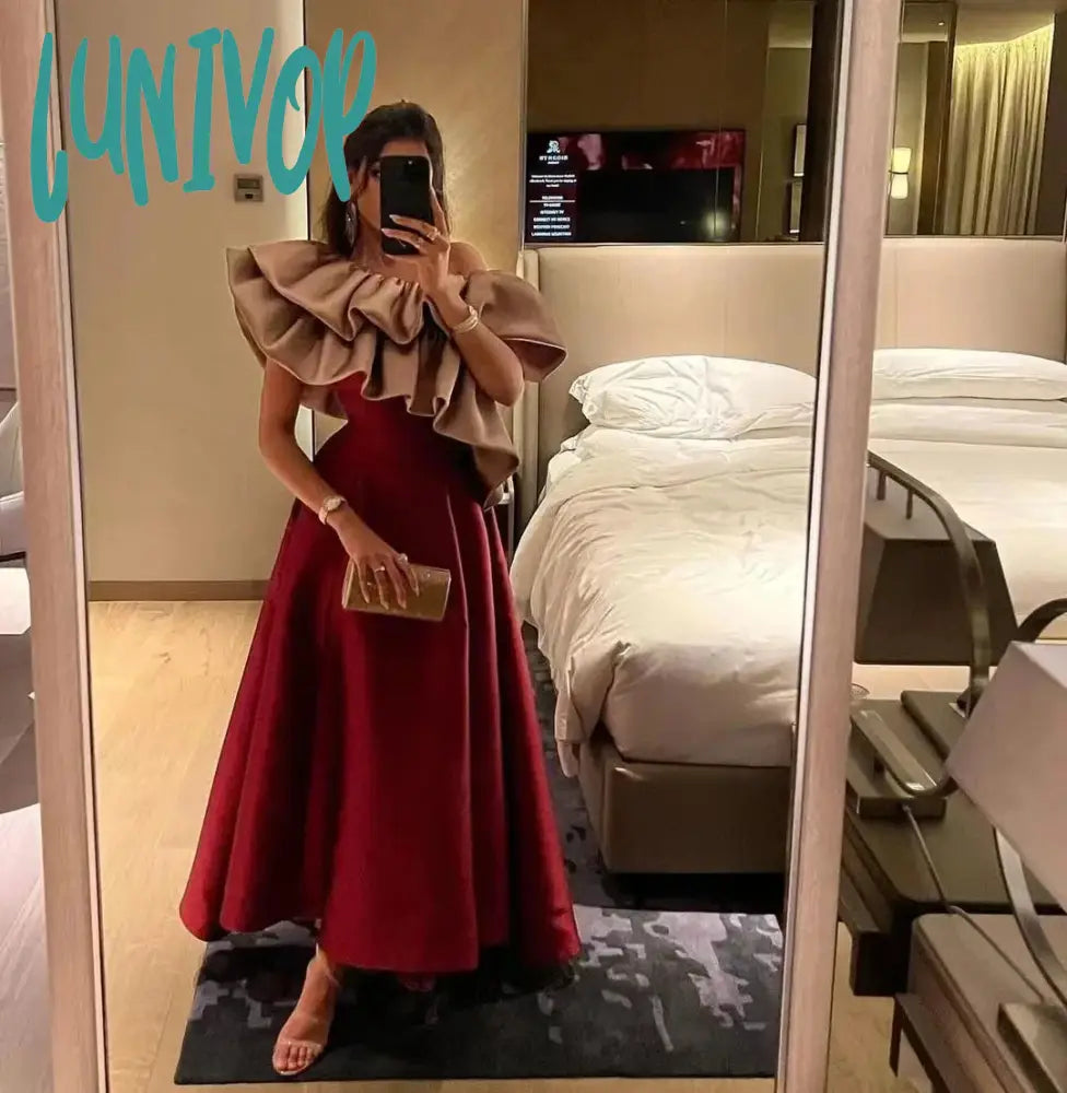 Lunivop Tiered Off Shoulder Prom Dresses Cocktail Evening 2024 A Line Patchwork Girls Dancing Party