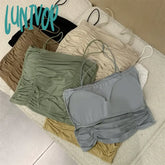 Lunivop Top Women Sexy Shirts Sleeveless Tube Tops Girls With Suspenders Lady White Camisole Padded