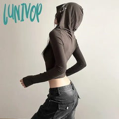 Lunivop Trendy Printed All-Match Casual Tight Sexy Hot High Street Cool Young Girl Long Sleeve