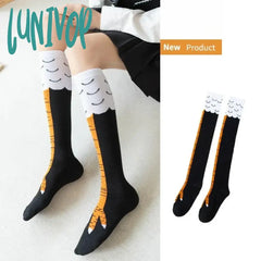 Lunivop Trendy Women Socks With Knee Length Chicken Feet Funny Personalized Realistic Birthday
