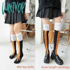 Lunivop Trendy Women Socks With Knee Length Chicken Feet Funny Personalized Realistic Birthday