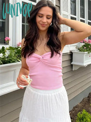 Lunivop Twist Tube Tops For Women Sexy Strapless Corset Top Tee Off-Shoulder Cute Y2K Cropped Knit