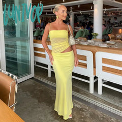 Lunivop Two Piece Set Women Mesh Pleated Cami Top And Long Skirt Sets Sexy Summer Vacation Outfits