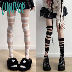 Lunivop Ultrathin Women Spicy Girl Bandage Stripe Long Stockings Female Japanese Lolita Jk Y2K Sexy