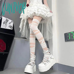 Lunivop Ultrathin Women Spicy Girl Bandage Stripe Long Stockings Female Japanese Lolita Jk Y2K Sexy