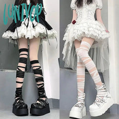 Lunivop Ultrathin Women Spicy Girl Bandage Stripe Long Stockings Female Japanese Lolita Jk Y2K Sexy