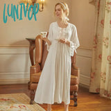 Lunivop Victorian White Night Dress Women Plus Size Nightie Sweet Long Peignoir Robe Vintage