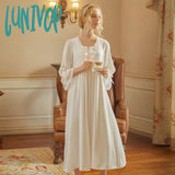 Lunivop Victorian White Night Dress Women Plus Size Nightie Sweet Long Peignoir Robe Vintage