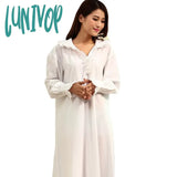 Lunivop Victorian White Night Dress Women Spring Fall Long Sleeve Robe Peignoir Vintage Nightgowns