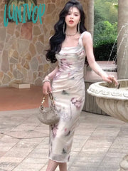 Lunivop Vintage Bandage Midi Dresses Women Summer New Elegant Sleeveless Formal Occasion Female