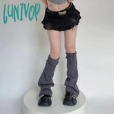 Lunivop Vintage Broken Hole Horn Leg Warmers Y2K Hot Girl Beggar Socks Punk Wide Harajuku Knitted