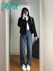 Lunivop Vintage Elegant All Match Sweet Coats Japanese Women Streetwear Fashion Pocket Jackets Y2K