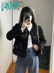 Lunivop Vintage Elegant All Match Sweet Coats Japanese Women Streetwear Fashion Pocket Jackets Y2K