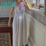 Lunivop Vintage Embroidery Nightgown Pure Cotton Night Dress Women Sexy Lace Sleeveless Sleepwear