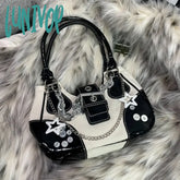Lunivop Vintage Fashion Womens Shoulder Bag Casual Patchwork Chain Y2K Handbag Harajuku Style