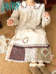 Lunivop Vintage Flower Long Cotton Linen Skirt Women Spring Summer Casual Elastic Waist Bohemia