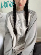 Lunivop Vintage Grunge Oversized T Shirts Women American Retro Streetwear Cotton Graphic Tops