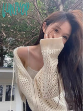 Lunivop Vintage Hollow Out Loose Hooded Coats Women Autumn Casual Outerwear Solid Cardigan Mujer