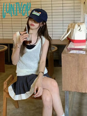 Lunivop Vintage Knitted Tank Tops Women Harajuku Solid Hollow Out Vest Korean Fashion Loose Casual