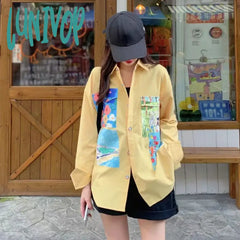 Lunivop Vintage Long Sleeve Women Blouse Summer Shirt Button Up Aesthetic Graphic Clothes Clothing