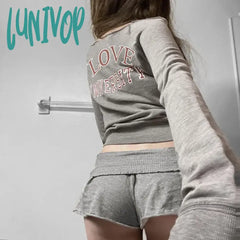 Lunivop Vintage Print Sweatshirts Slash Neck Full Sleeve Backless Pullovers Women Autumn Winter