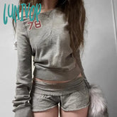 Lunivop Vintage Print Sweatshirts Slash Neck Full Sleeve Backless Pullovers Women Autumn Winter