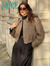 Lunivop Vintage Solid Single Breasted Coat For Women Casual Lapel Long Sleeve Loose Thick Jacket