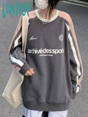 Lunivop Vintage Streetwear Sweatshirt Women American Retro Grunge Kpop Aesthetic Pullover Korean