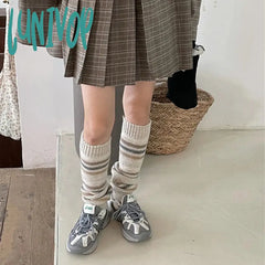 Lunivop Vintage Striped Wool Leg Socks Harajuku Hot Girl Beggar Warmers Y2K Punk Knitted Cover