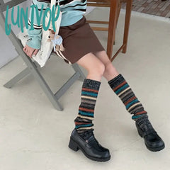 Lunivop Vintage Striped Wool Leg Socks Harajuku Hot Girl Beggar Warmers Y2K Punk Knitted Cover
