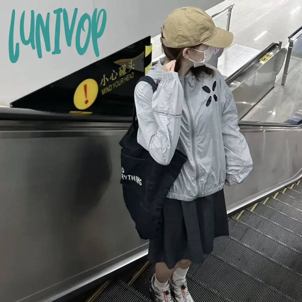 Lunivop Vintage Windbreakers Jacket Women Korean Fashion Summer Preppy Style Jackets Harajuku