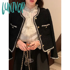 Lunivop Vintage Women’s Jacket New Korean Fashion Black Chic Office Ladies Casual Elegant Long